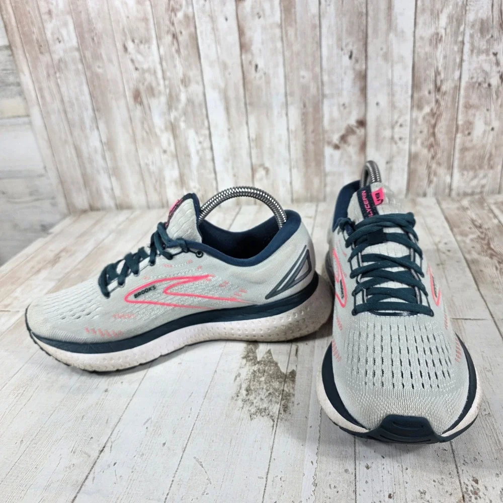 Brooks Glycerin 19 Womens Running Shoes Grey Navy Pink 1203431B110 Size 8.5 B